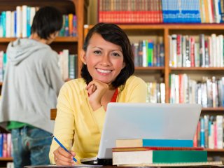 Adult student at laptop